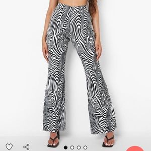 Boohoo marble printed flare pants